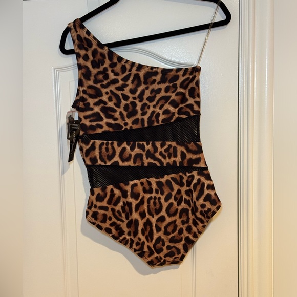 NWT Carmen Marc Valvo Animal Print One Shoulder One Piece Swimsuit Size 10 - Picture 3 of 7